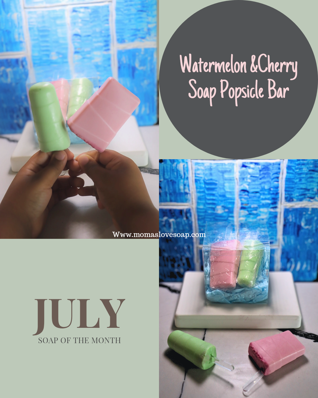 Popsicle Soap Bar Watermelon and cherry Soap of The Month